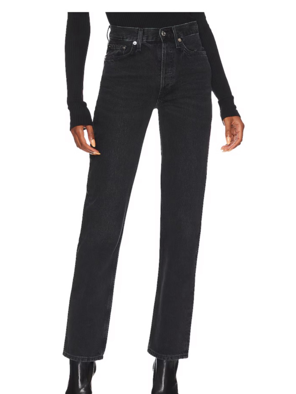 Lana Mid Rise Straight Jeans in Conduct
AGOLDE